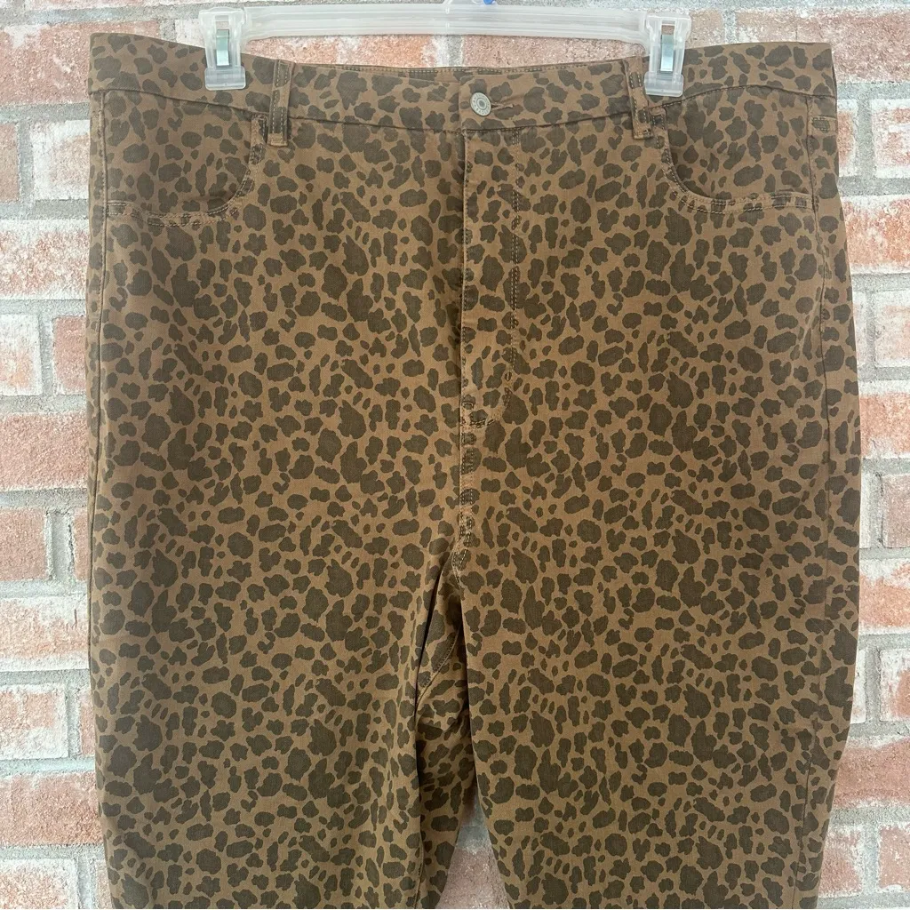 American Eagle Super High Rise Jeggings Leopard Animal Print Women’s 22 Plus Tan - Image 2