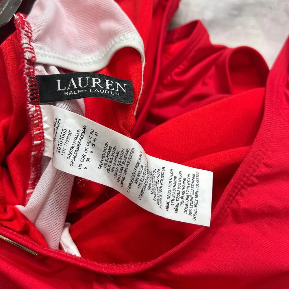 LRL Ralph Lauren Beach Blub Solid Twist Underwire One Piece Size 6 Red Slimming - Image 8
