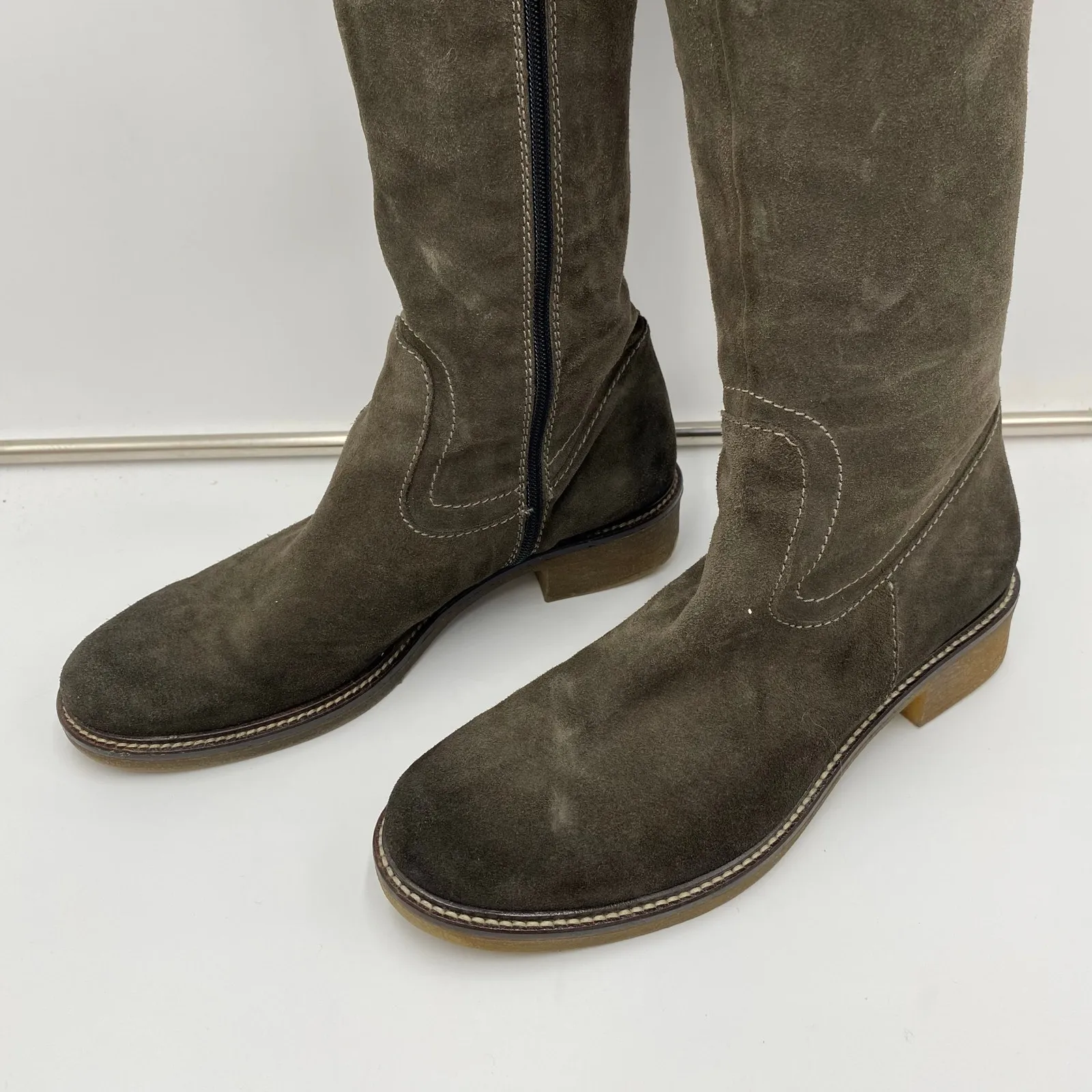 Sundance Women Brown Suede Leather Knee High Riding Boots Size 38 EUR - Image 3