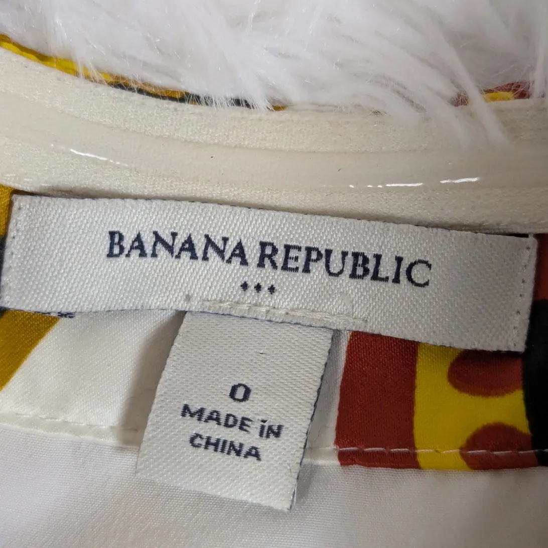 Banana Republic Strapless Paisley Print Dress White Yellow Brown Size 0 - Image 3