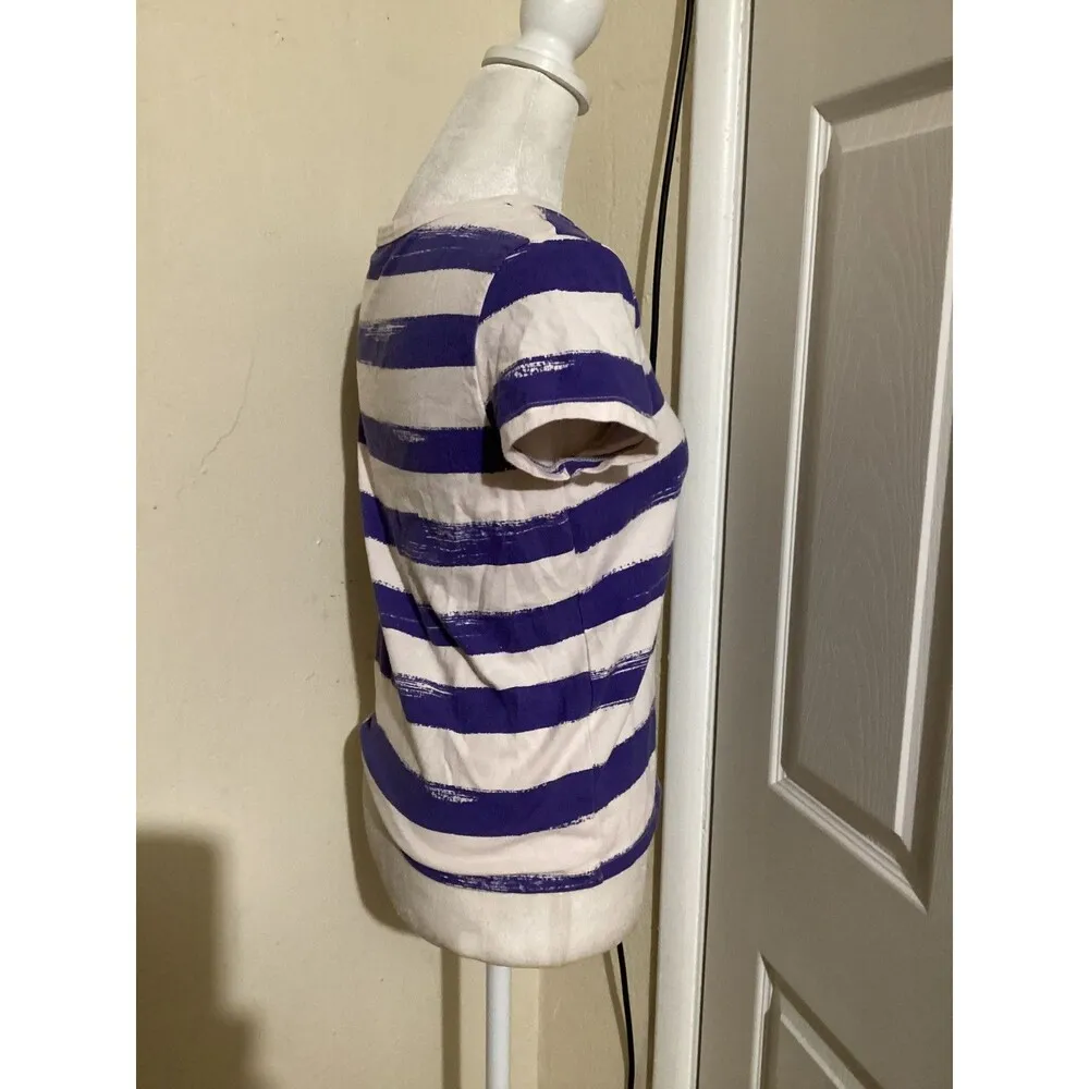 Maeve Anthropologie Shirt Womens Small Blue White Paris A Bientôt Stripe Tee - Image 2