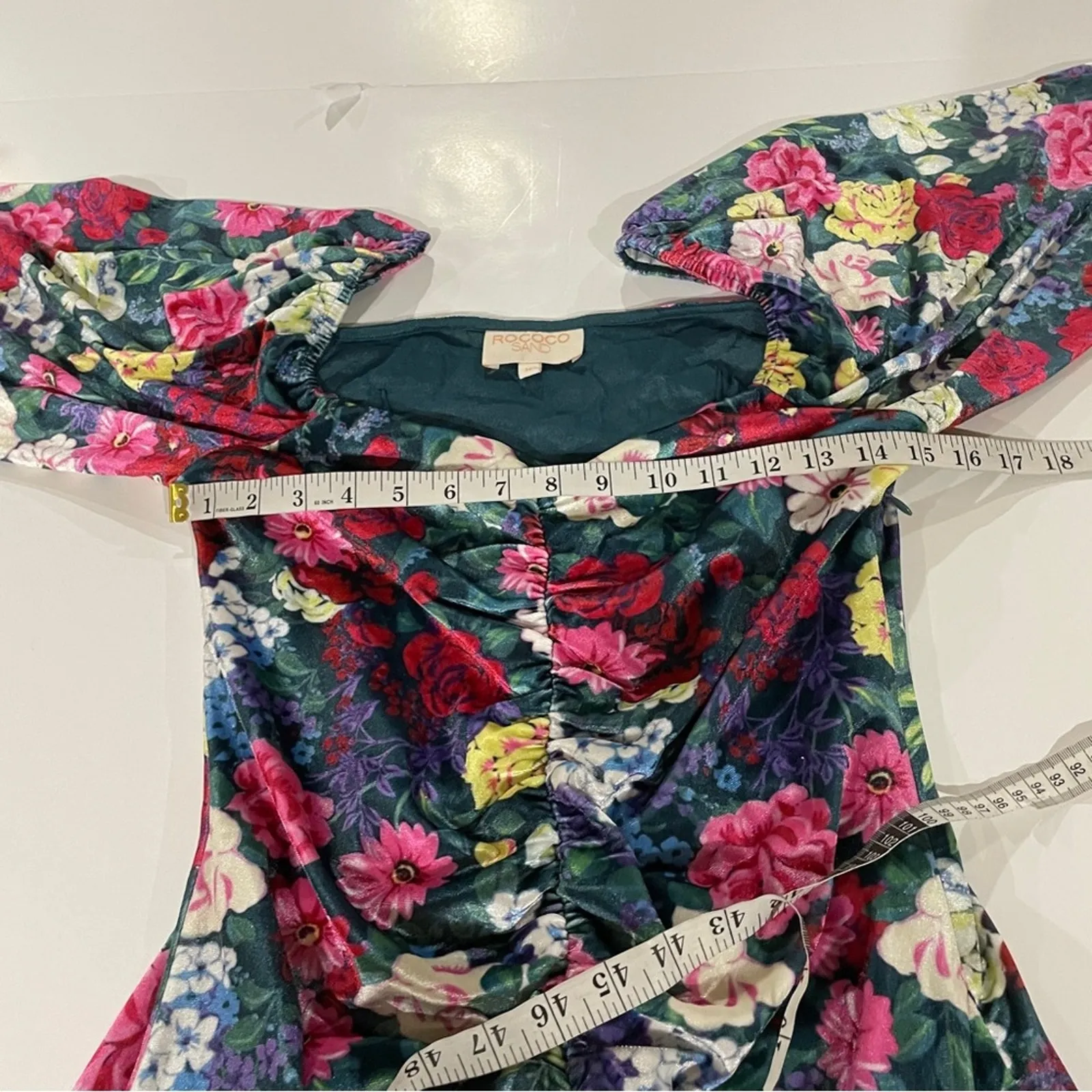 Revolve Rococo Sand Tallia Velvet Floral Ruched Mini Dress in Deep Green Size M‎ Size M - Image 10