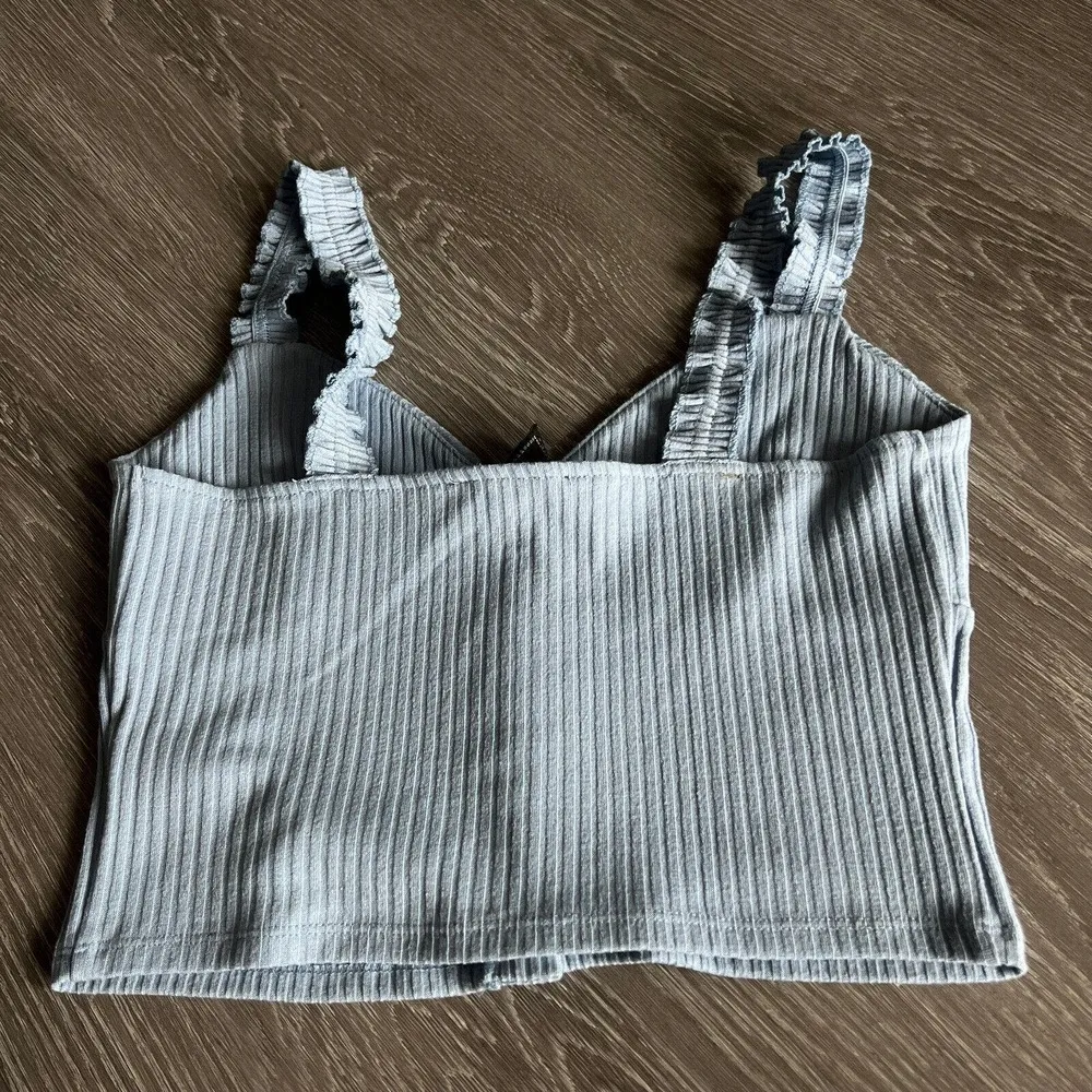 Forever 21 Crop Top Teens Small Button Front Blue - Image 11