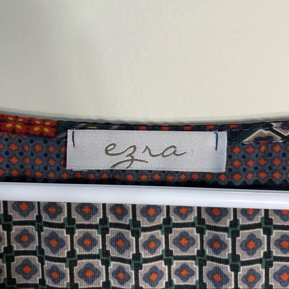 ezra Boho Shift Long Sleeve Blouse V-Neck Unique Women’s Shirt Navy Blue Top - Image 5