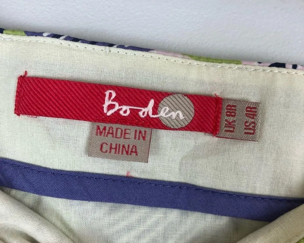 Boden Purple Green Pink Leaf Print Skirt Size 4 - Image 5