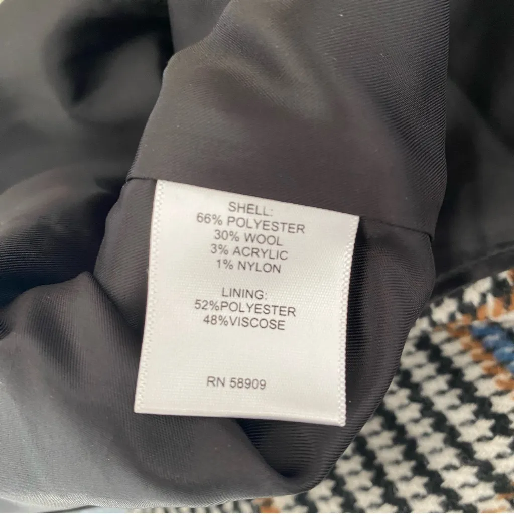 Le’ AL.X Wool Blend Glen Plaid Sweetheart Bustier Mini Dress size XS Black - Image 6