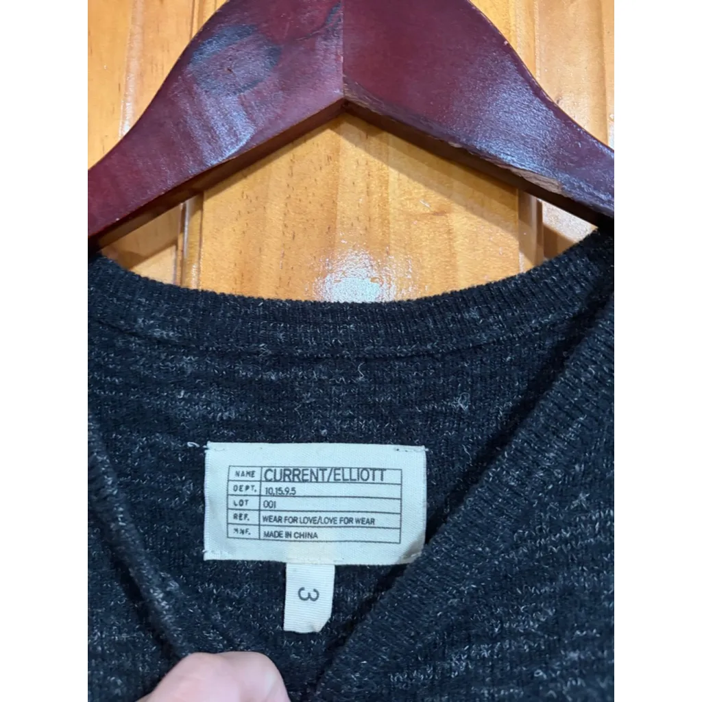 Current/Elliott Wool Blend Cold Shoulder Sweater Black Size 3 (L) – Minimalist - Image 2