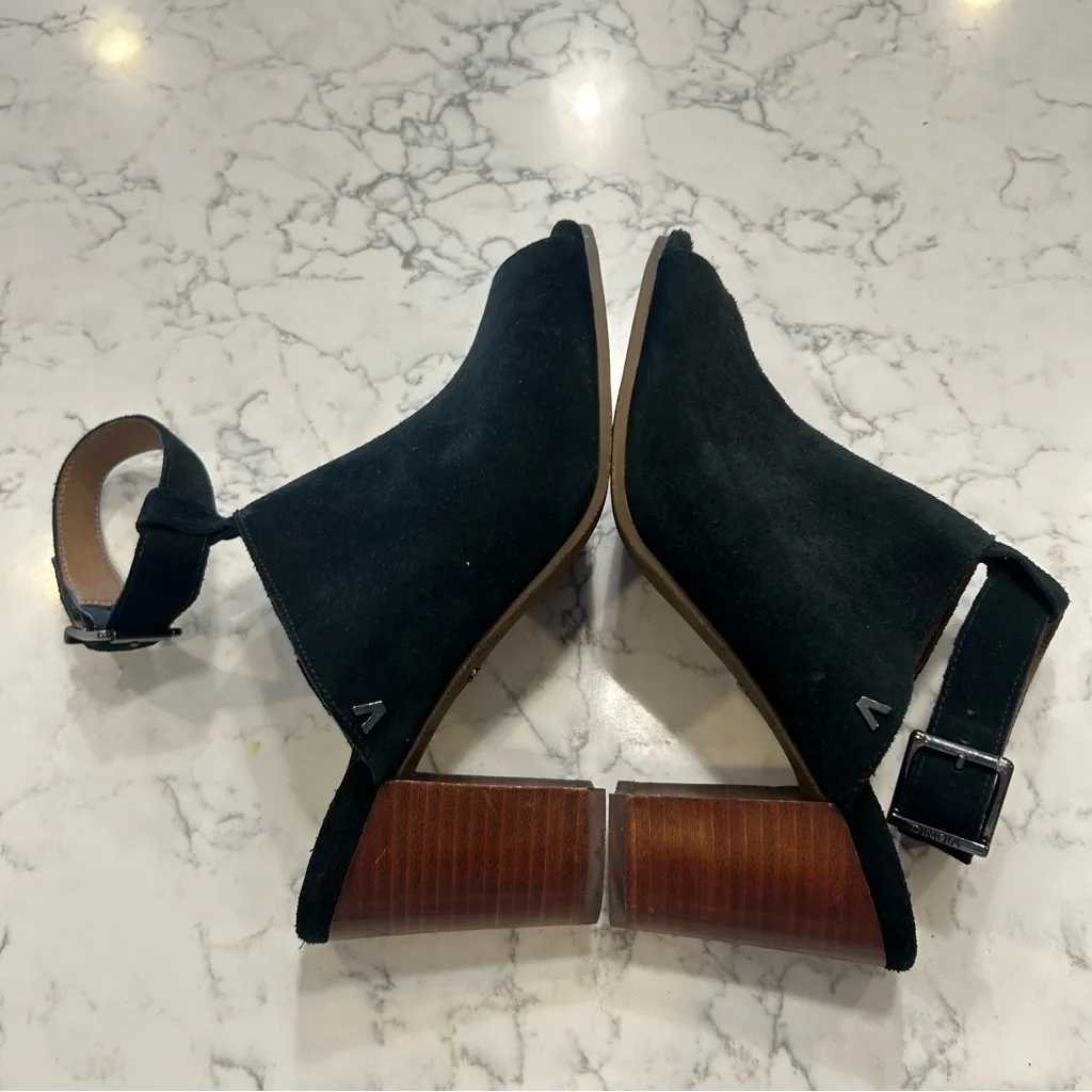 Vionic Kaia Black Suede Leather Stacked Heel Slingback Shoes Size 9.5 - Image 7