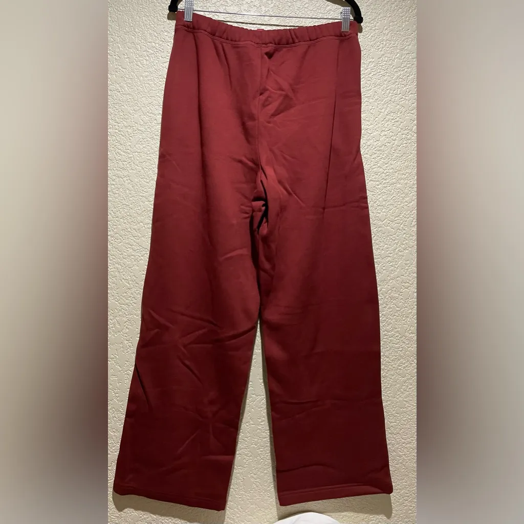Skims NWT Cotton Fleece Classic Straight Leg Pants Merlot Size S - Image 5