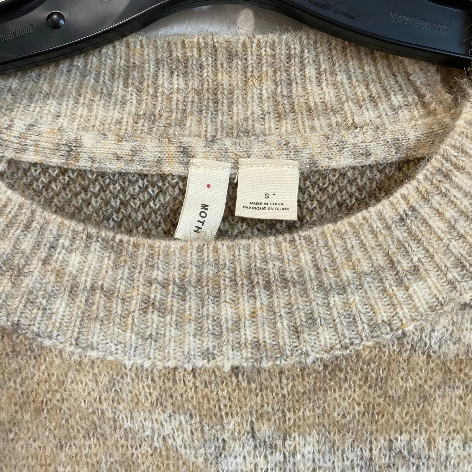 Anthropologie Moth Camo Knit Pullover Sweater Brown Tan S Soft Cozy Fall - Image 8