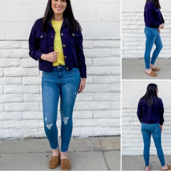 LulaRoe buffalo plaid Berlin jacket. Red/black flannel plaid. Medium - Image 10