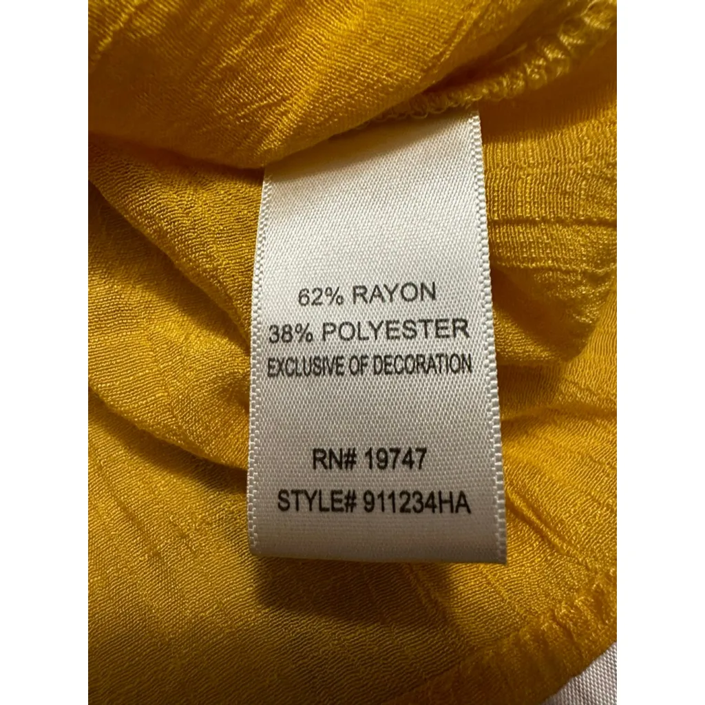 Women's Counterparts Yellow Blouse XL Bell Sleeve Tie Front - Image 7