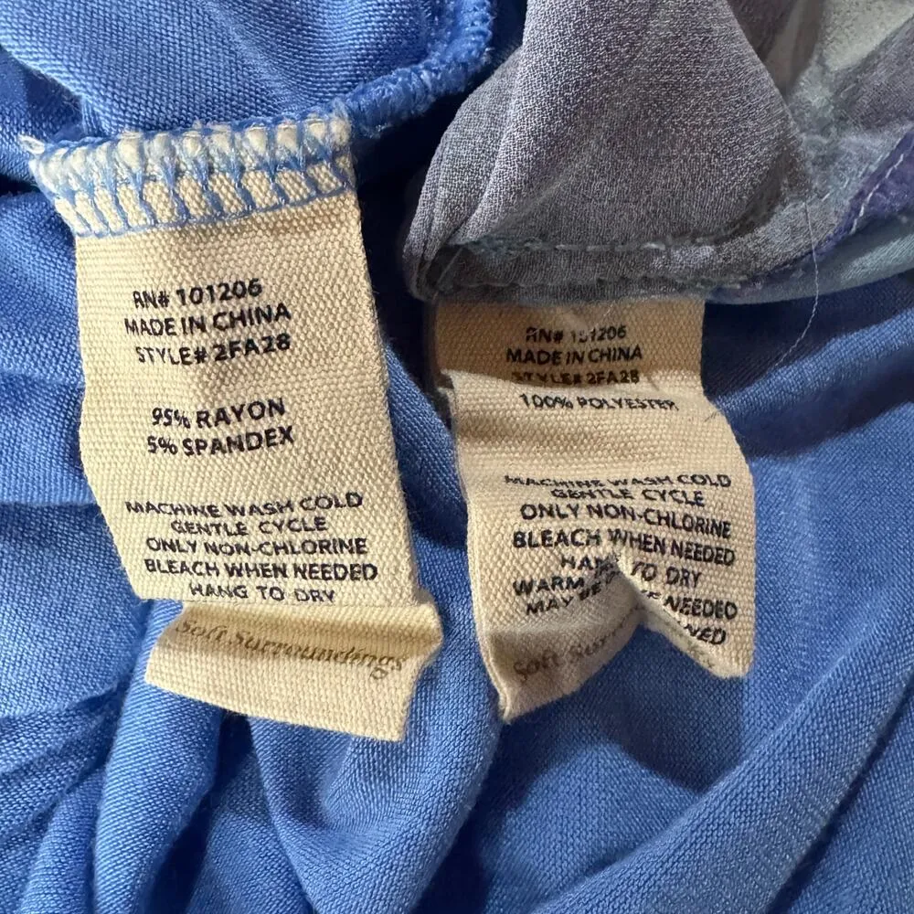 Soft Surroundings Small Tunic Top 2-Piece Long Sleeves Leaf Print V-Neck Pleated - Image 9