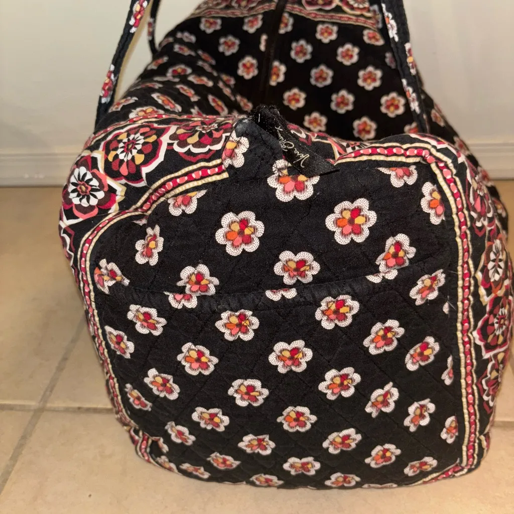 Vera Bradley Black and Red Floral Travel Duffle Bag - Image 5