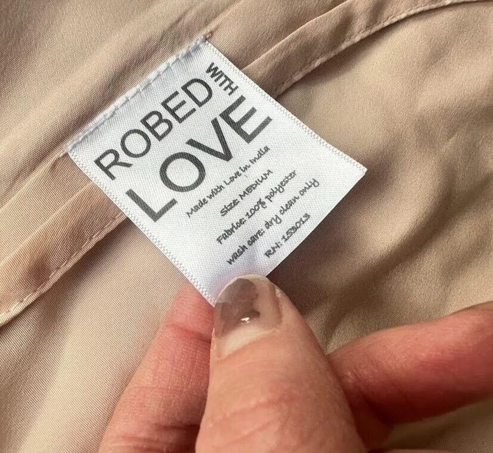 Robed with Love Pink Hildy Robe Short Tie Belt Satin Floral Sheer Size Medium M - Image 13