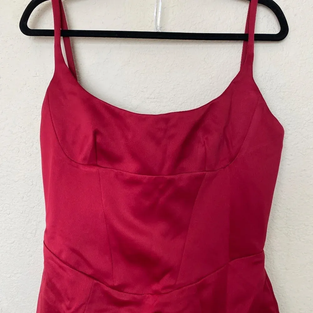 HOUSE OF CB XL PLUS CUP 'Casimira' Wine Satin Corset Midi Dress‎ NWOT - Image 4