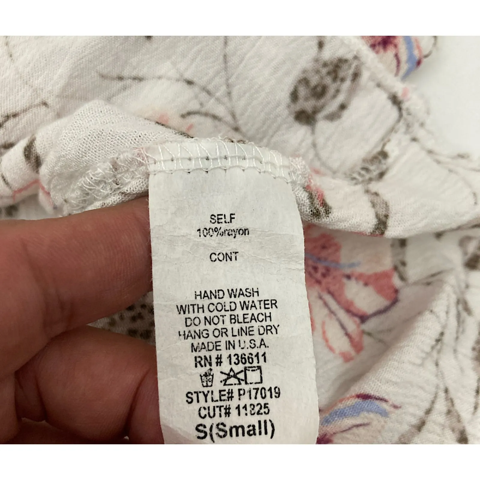 PS Kate Floral Crop Top S Smocked Waist Pink Gray USA Made Boho Relaxed💜 - Image 10