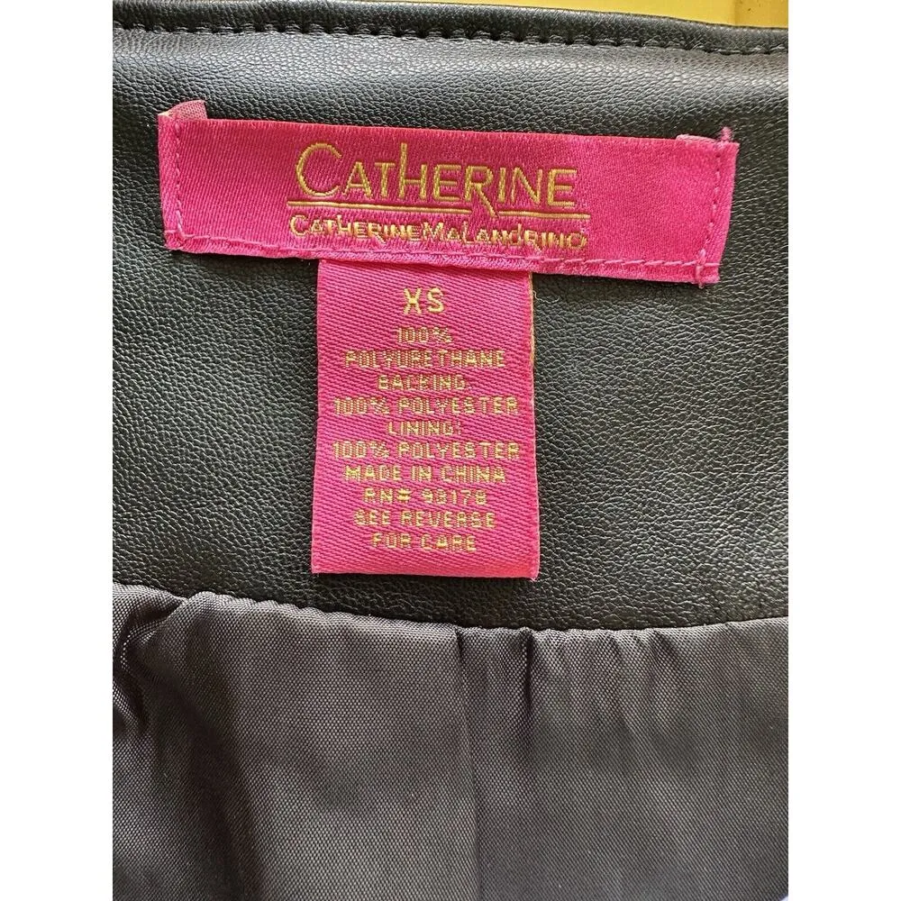 Ruffled Faux Leather Jacket Black Size XS Women Full Zip A - Image 4