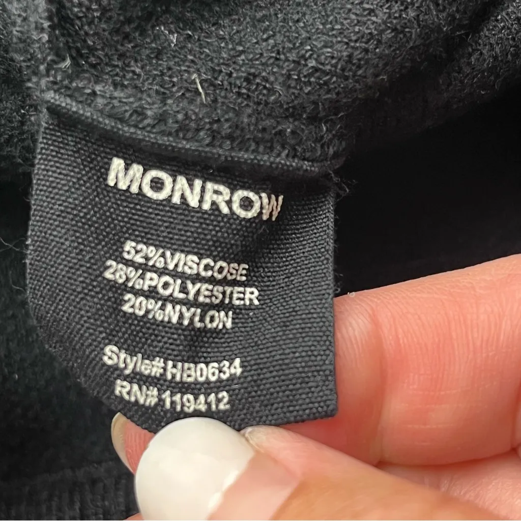 Monrow Soft Knit Cuffed‎ Jogger Womens Size Large Black Pockets Stretch Pull - Image 5