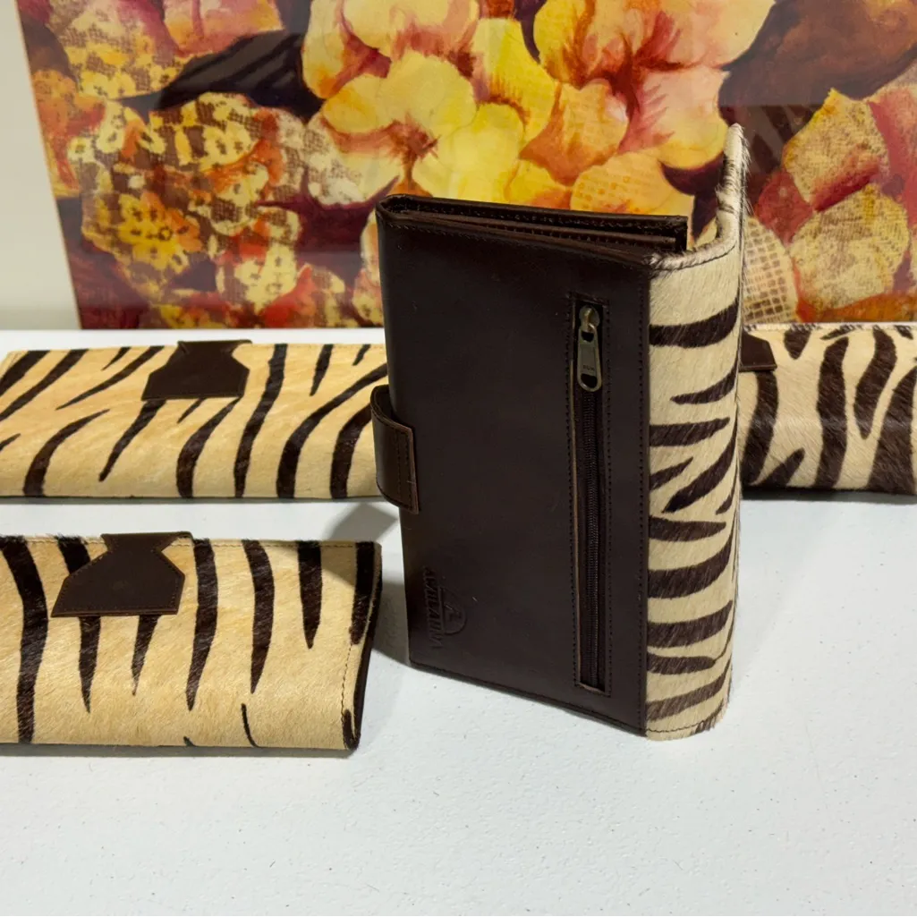 Lot Of 4 Real Handmade Animal Print Fur Leather Loop Closure Wallet/Hand Clutch - Image 9