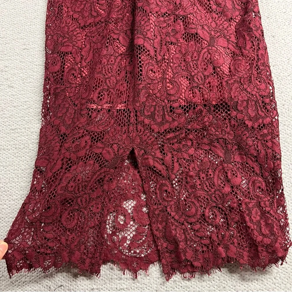 Bardot Burgundy Maroon Red Lace Sweetheart MIDI Cocktail Formal Dress Size XS 4 - Image 6