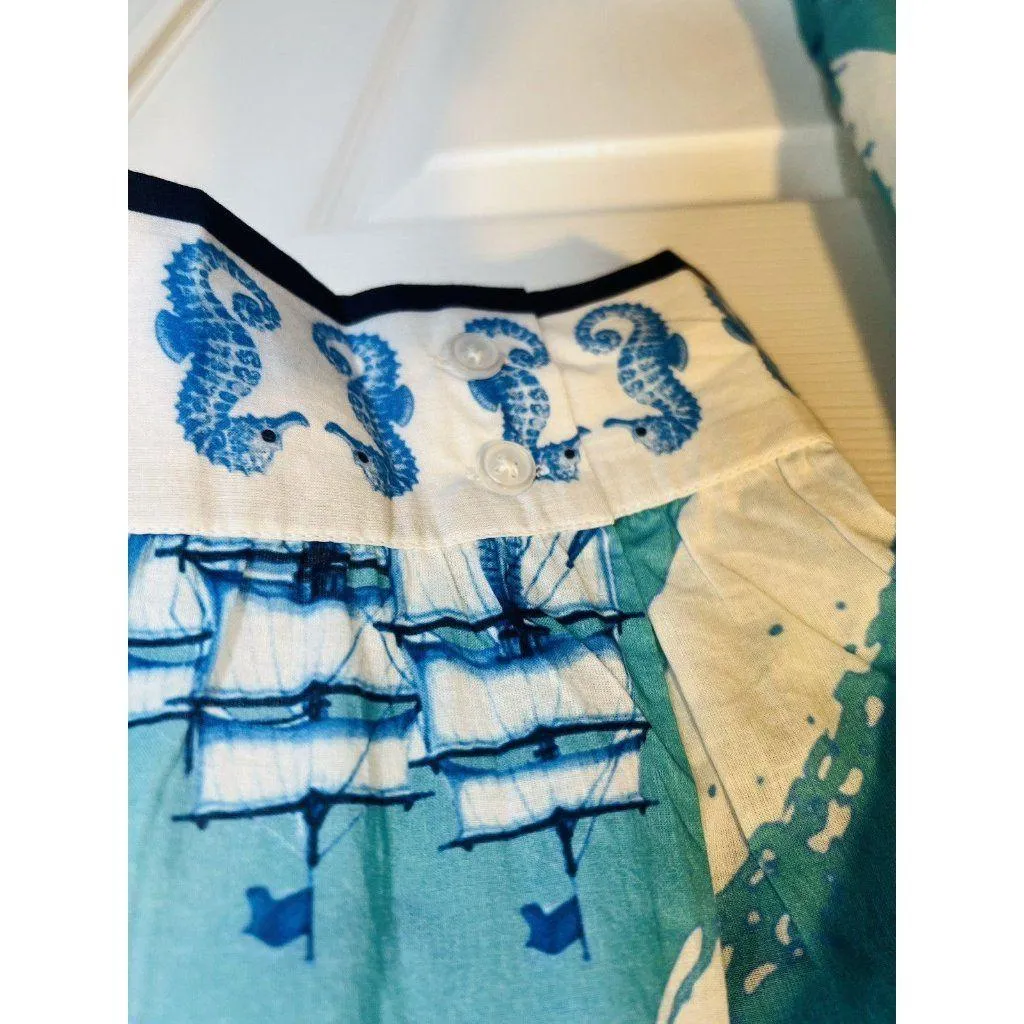 IslaPayal Malta Mini Treasure Island Turquoise Dress Size Small Nautical Coastal Blue - Image 6