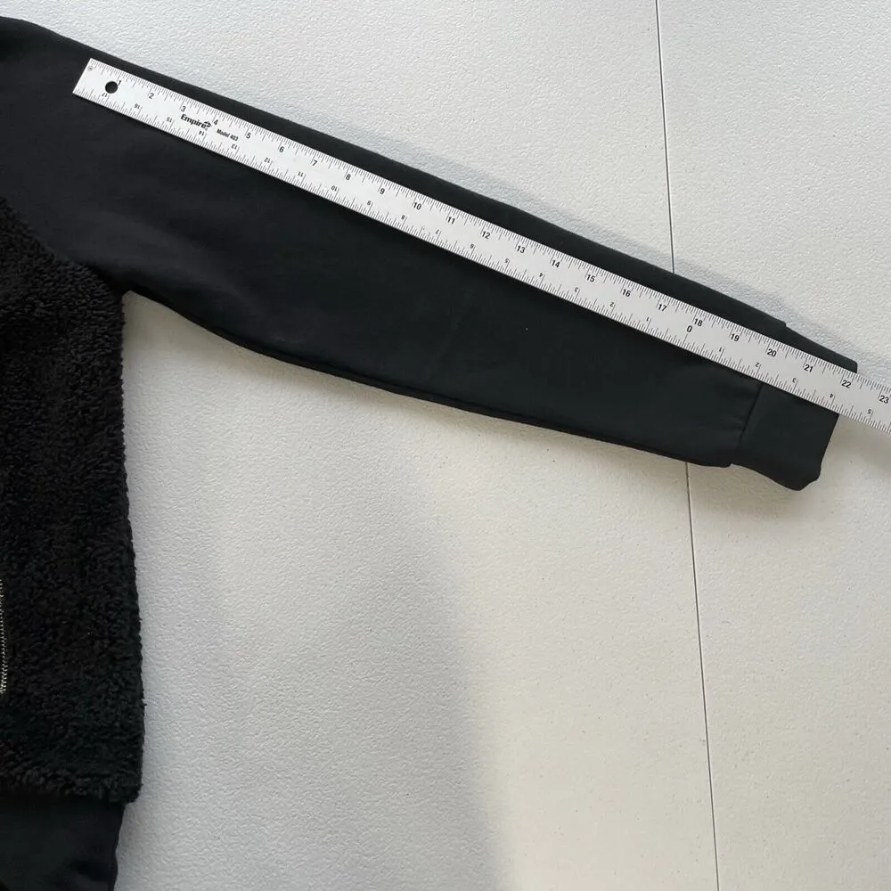 Zelos Womens Full Zip Teddy Sherpa Mixed Medía Sweater Jacket Size M Black - Image 12