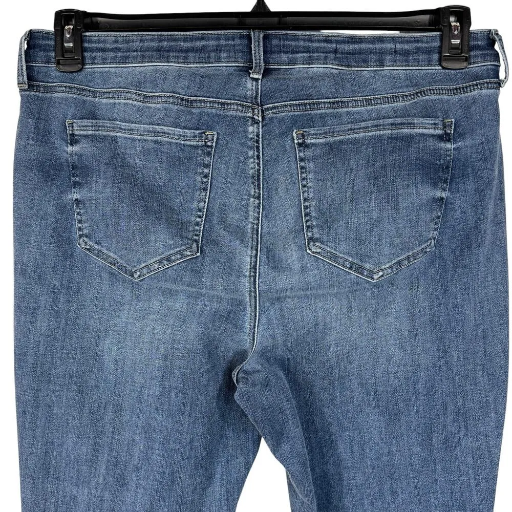 NYDJ SZ 16W Sheri Slim Jeans LiftXTuck Stretch Hi-Rise Zip-Fly Frayed Hems Blue - Image 5