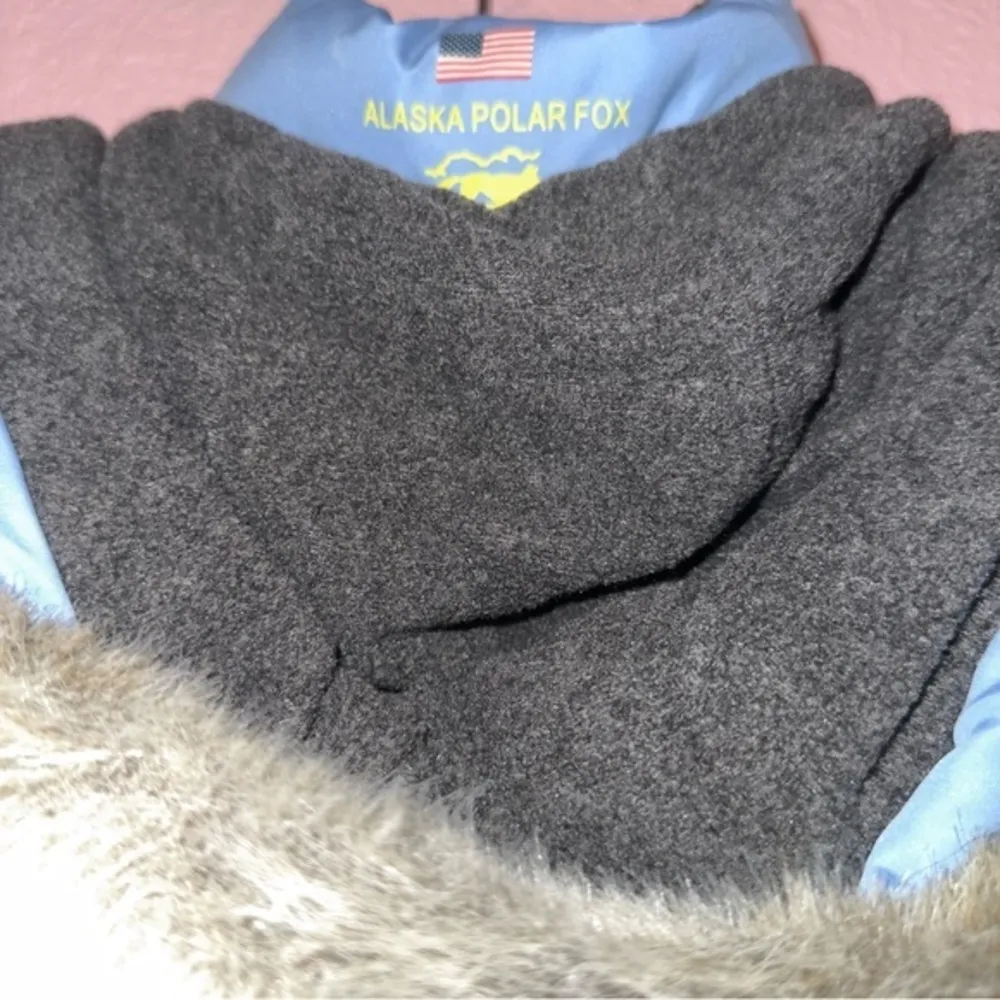 FOXLAND Alaska Polar Fox Protection Water Repellent down puffer blue jacket S‎ - Image 4