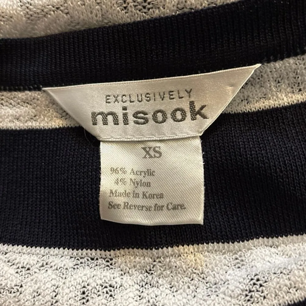 Exclusively Misook Size XS Striped Cardigan Sweater Ruffled Textured Lace - Image 4