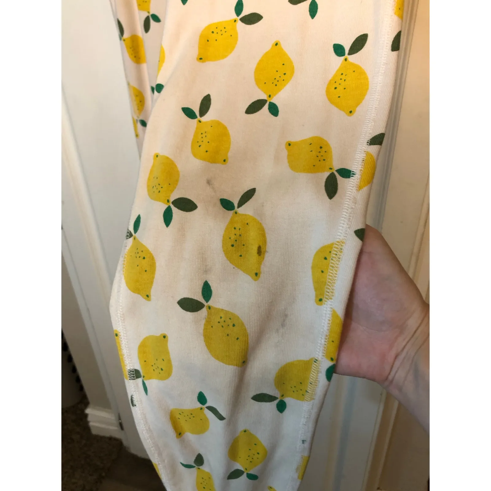 Hanna Andersson 100% organic cotton lemon citrus jogger pants Size XS White - Image 5