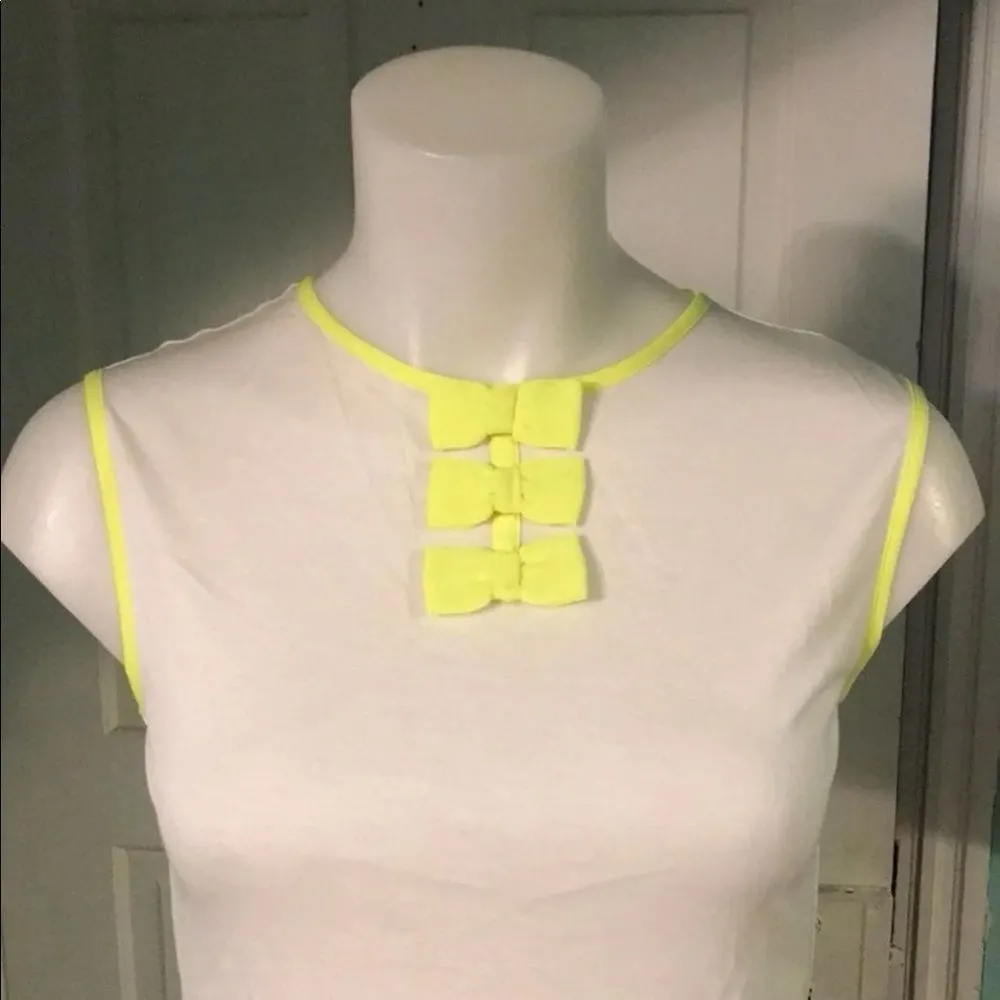 Ted Baker London - White Tank Top with Neon Yellow Accents XS - Image 4