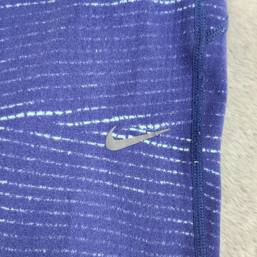 Nike‎ Running Dri-Fit Leggings Women's Size S Indigo and Teal Striped Stretch - Image 4