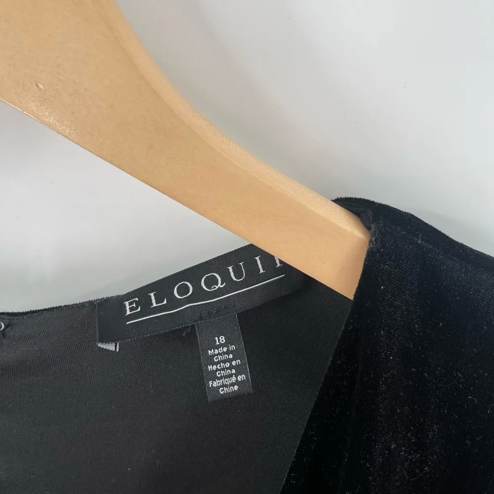 ELOQUII Jumpsuit Size 18 NWT Black Velvet Tie Belt Wide Leg Cocktail Evening - Image 4