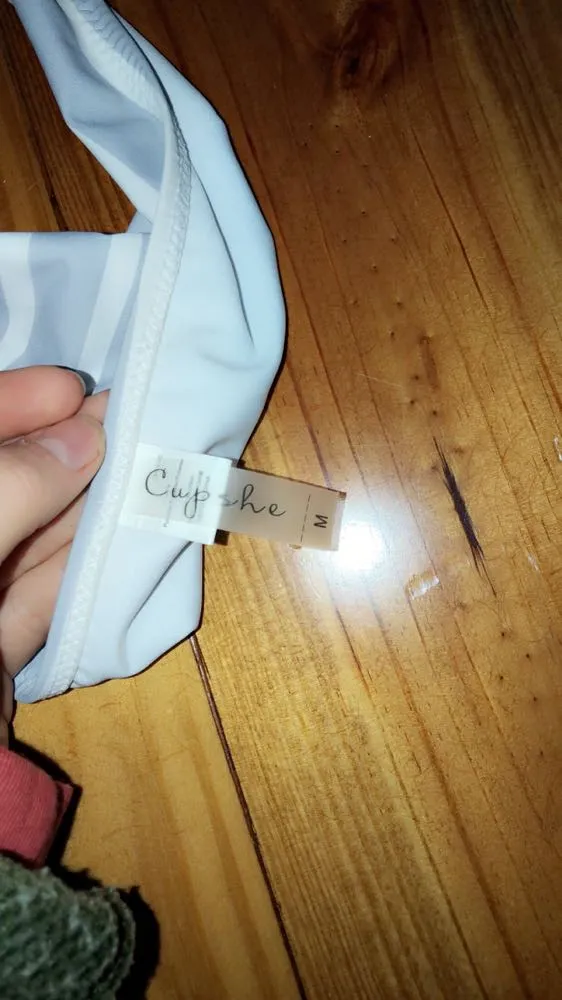 Grey & White Bathing Suit Set Gray Size M - Image 3