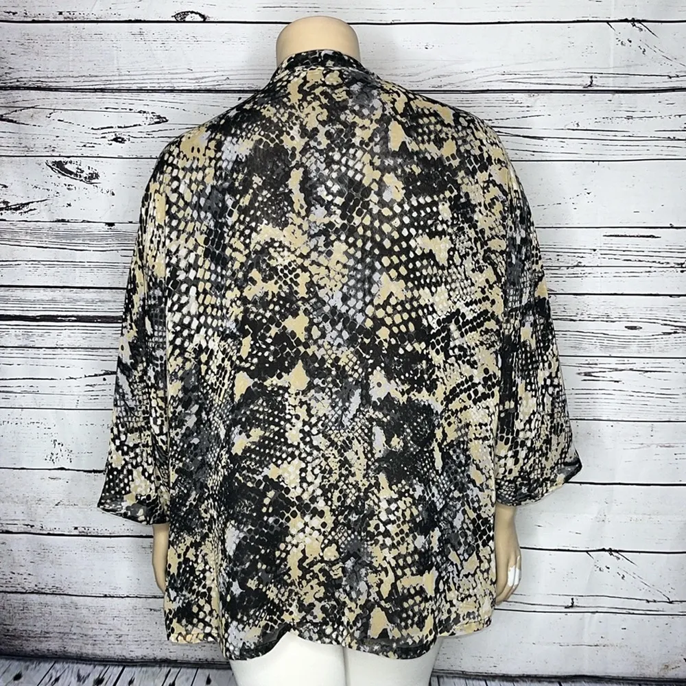 Daniel Rainn NWT Sz 2X Snakeskin Animal Print Open Front Chiffon Cardigan Jacket - Image 3