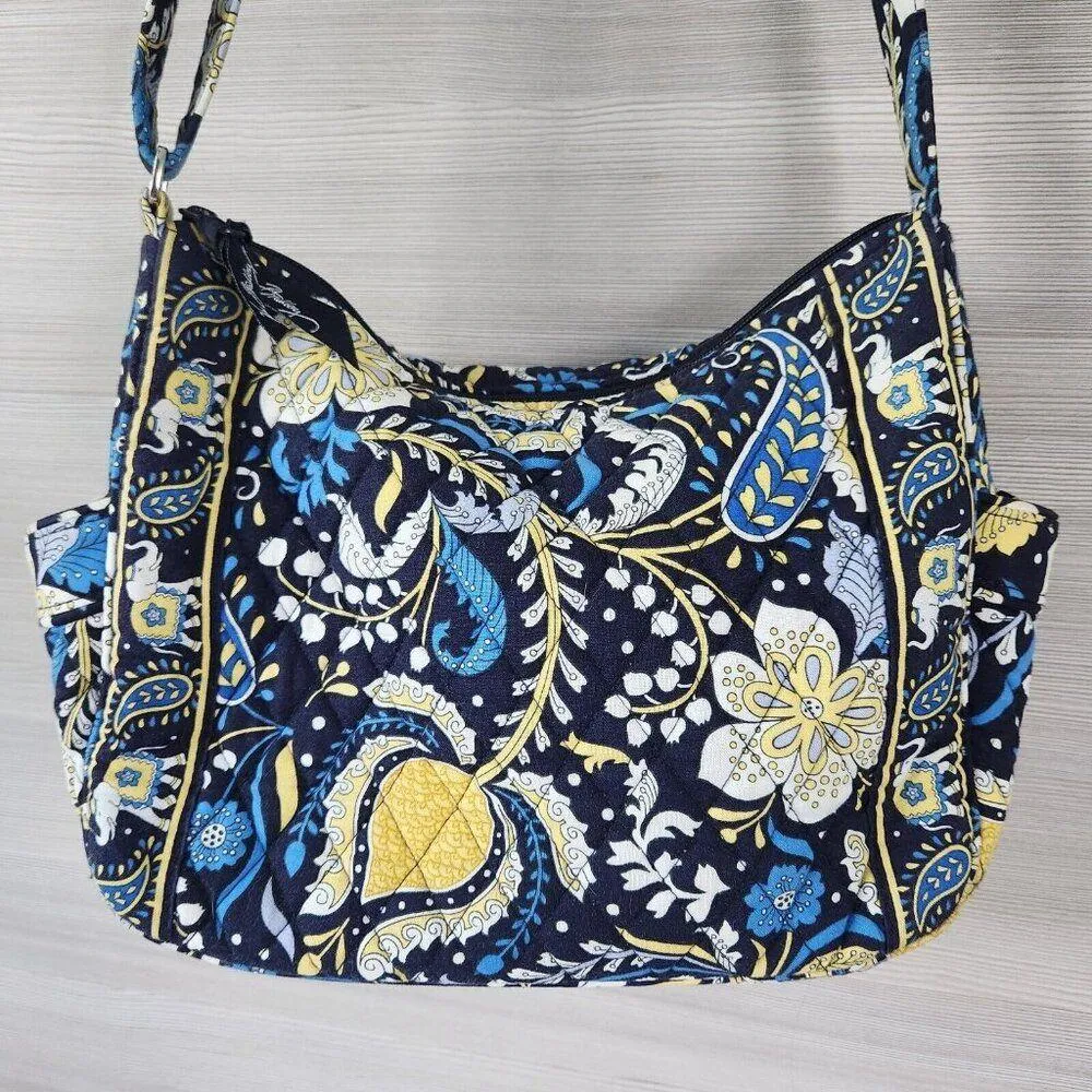 Vera Bradley Lizzy Ellie Blue Yellow Floral Paisley Crossbody Purse & Wallet Duo - Image 2