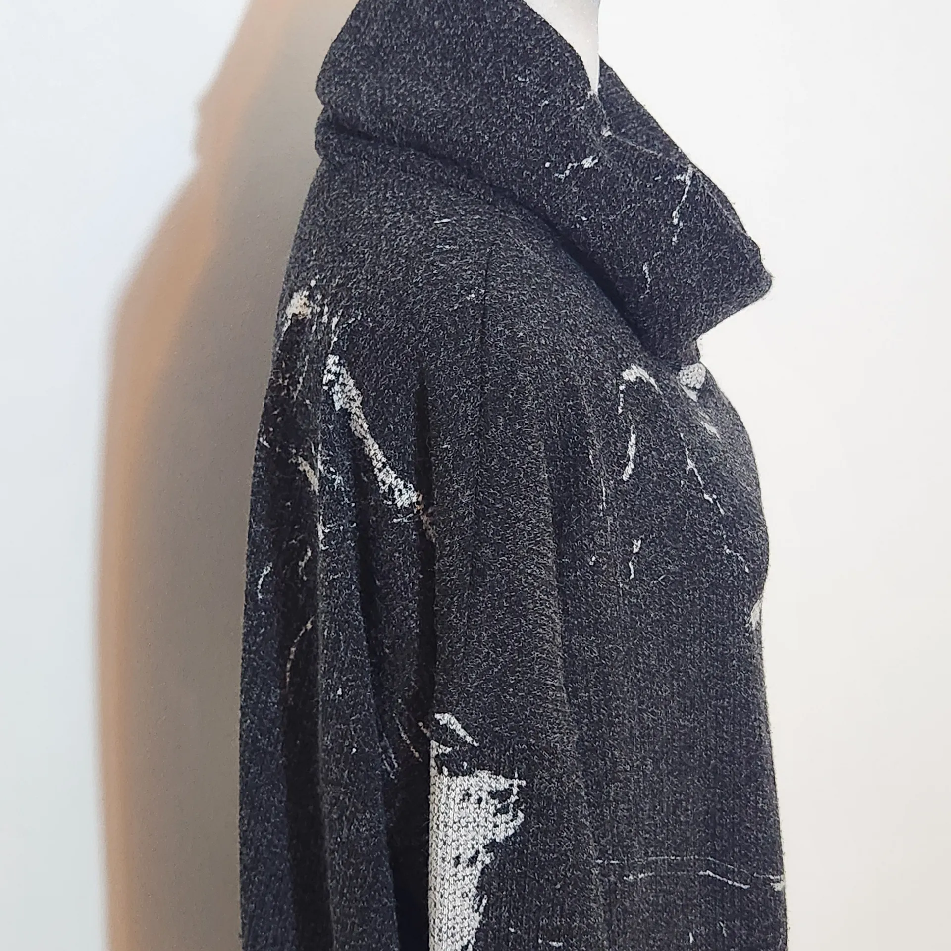 Clara Sunwoo Black Print Knit Cowl Neck Sweater Size XL Black Sweater - Image 5