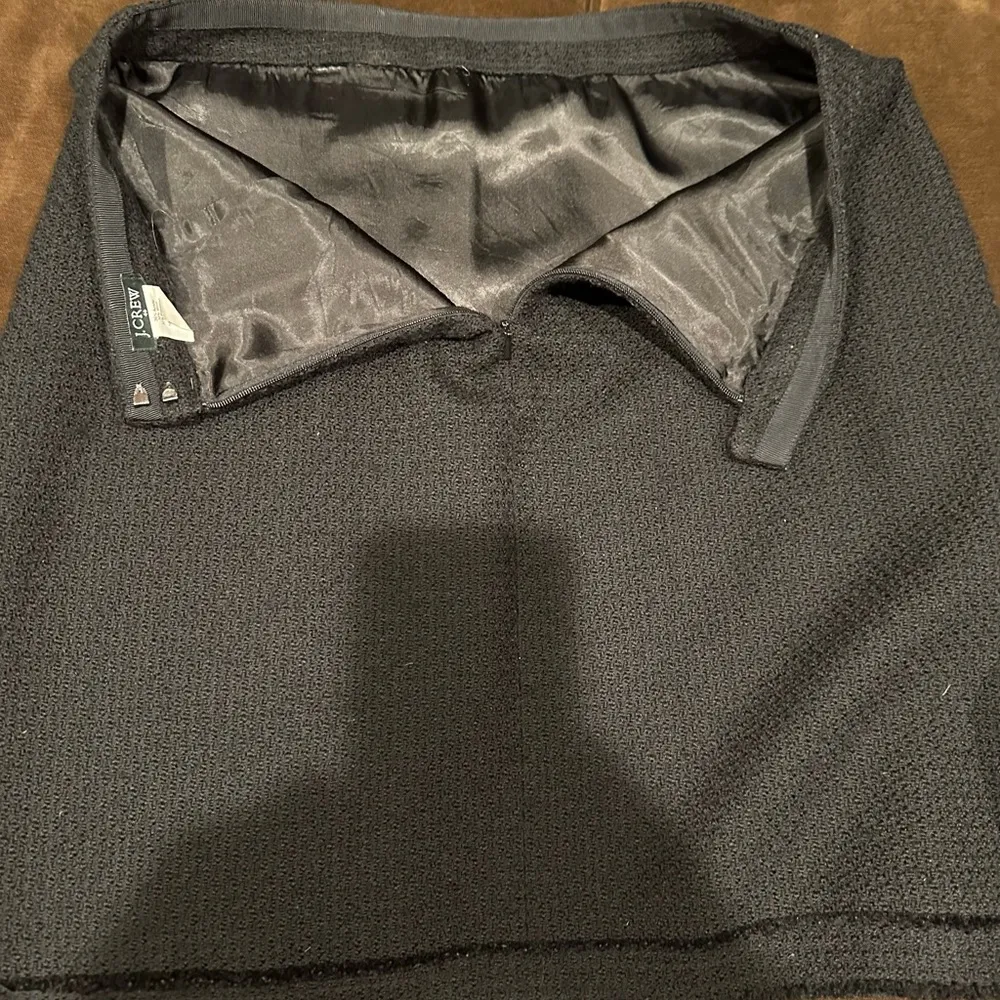 J Crew Mini Black Wool/ Polyester Lightly Fringe On Bottom Zipper In Bac… - Image 6