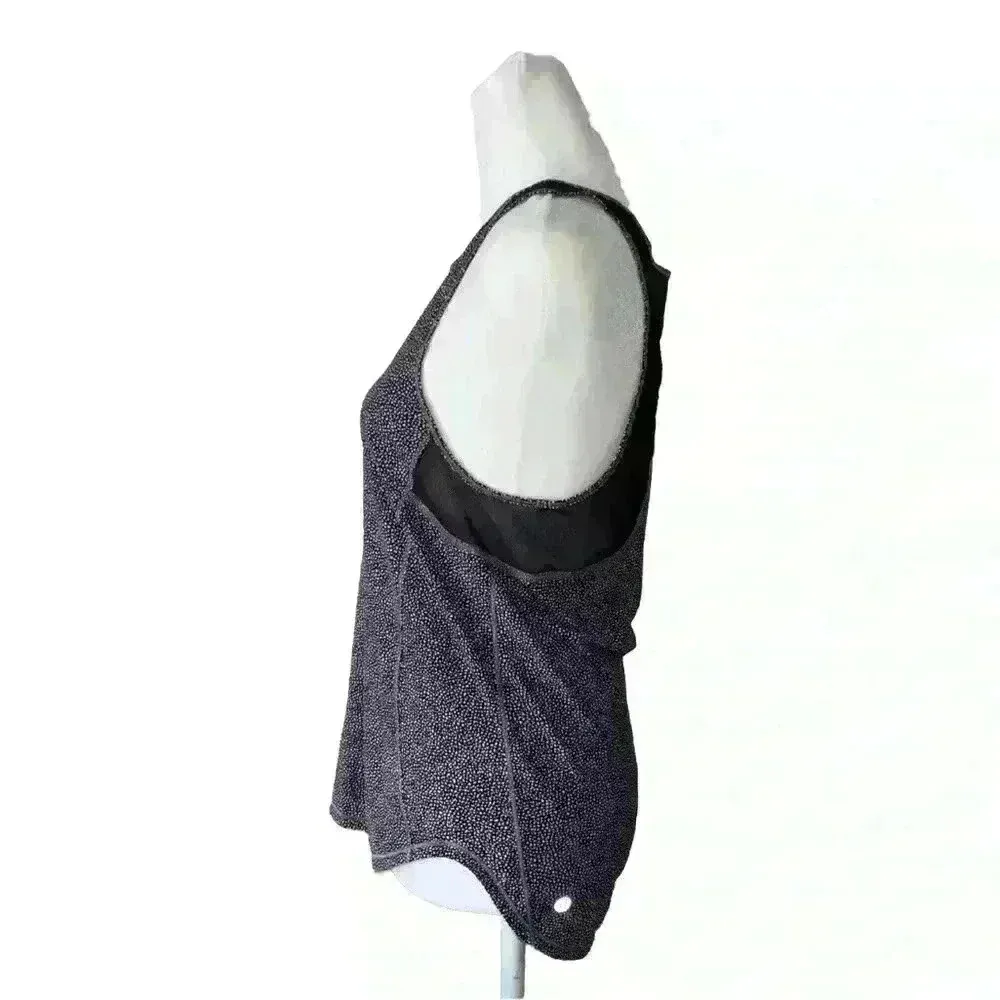 Lululemon Mesh Vest Top Black White Speckle Trim Gym Tank Size Small Activewear - Image 2