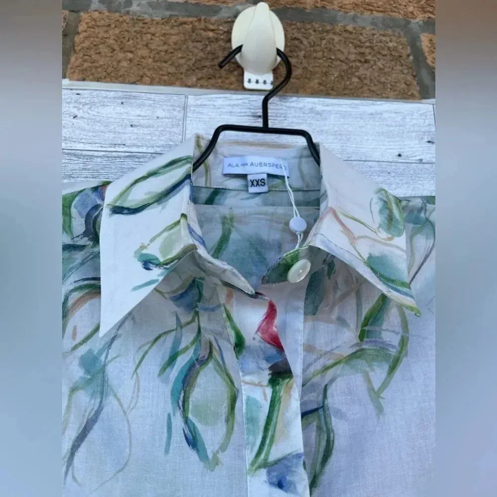 ALA VON AVERSPERG DEMETER COTTON TUNIC IN PRIMROSE XXS Green - Image 10