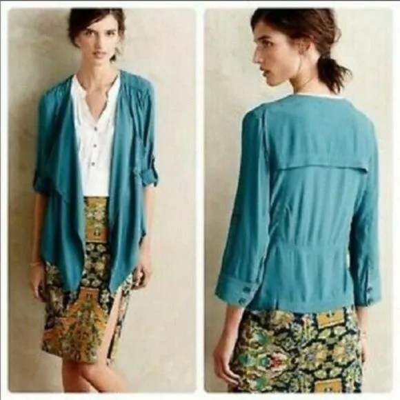 ANTHROPOLOGIE Elevenses Flowing Cardigan Blue XS - Image 2