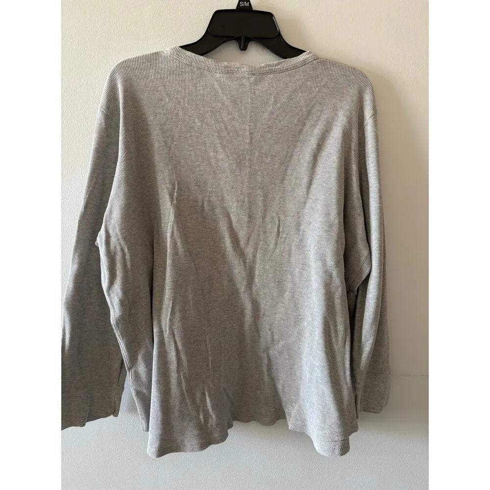 Lauren Ralph Lauren Womens Lace Up Waffle Knit Top 3X Gray Cotton Winter - Image 4