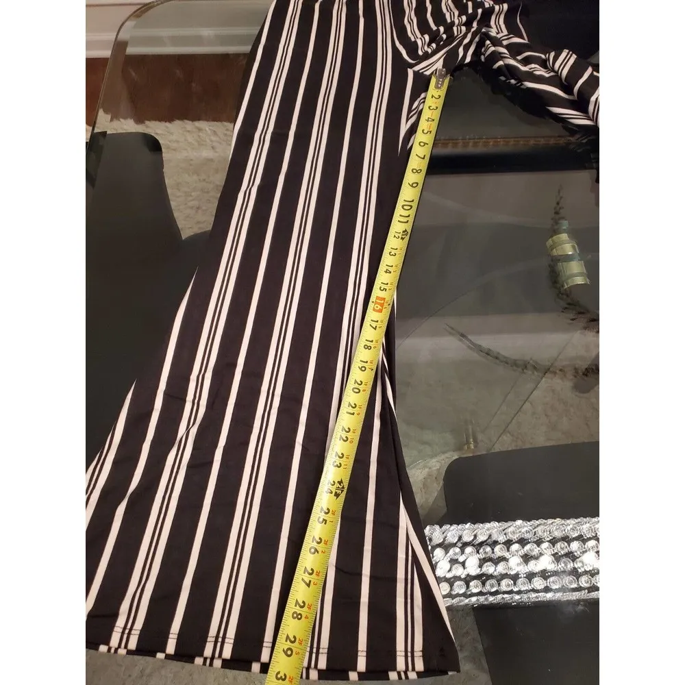 La Gypsy Black Stretch Polyester Mid Rise Wide Legs Comfort Waist Pant Size L - Image 10