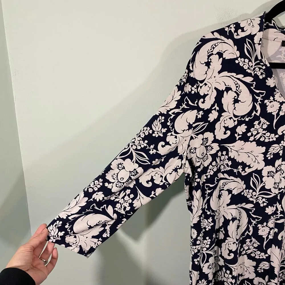 Talbots Women's Black & White Floral Quarter Sleeve Jersey Top Size XL - Image 6