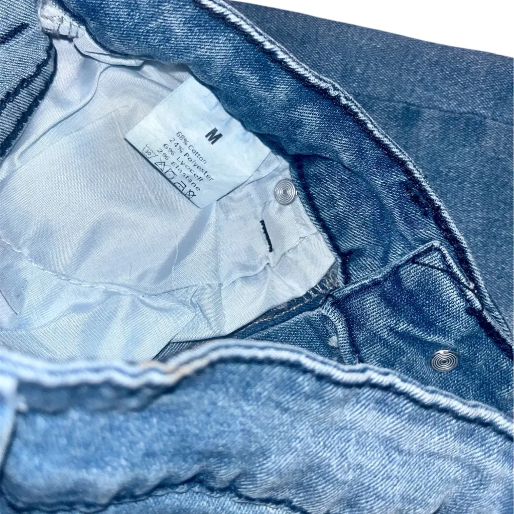 Zara High-Rise Light Blue Distressed Flare Jeans - Image 3