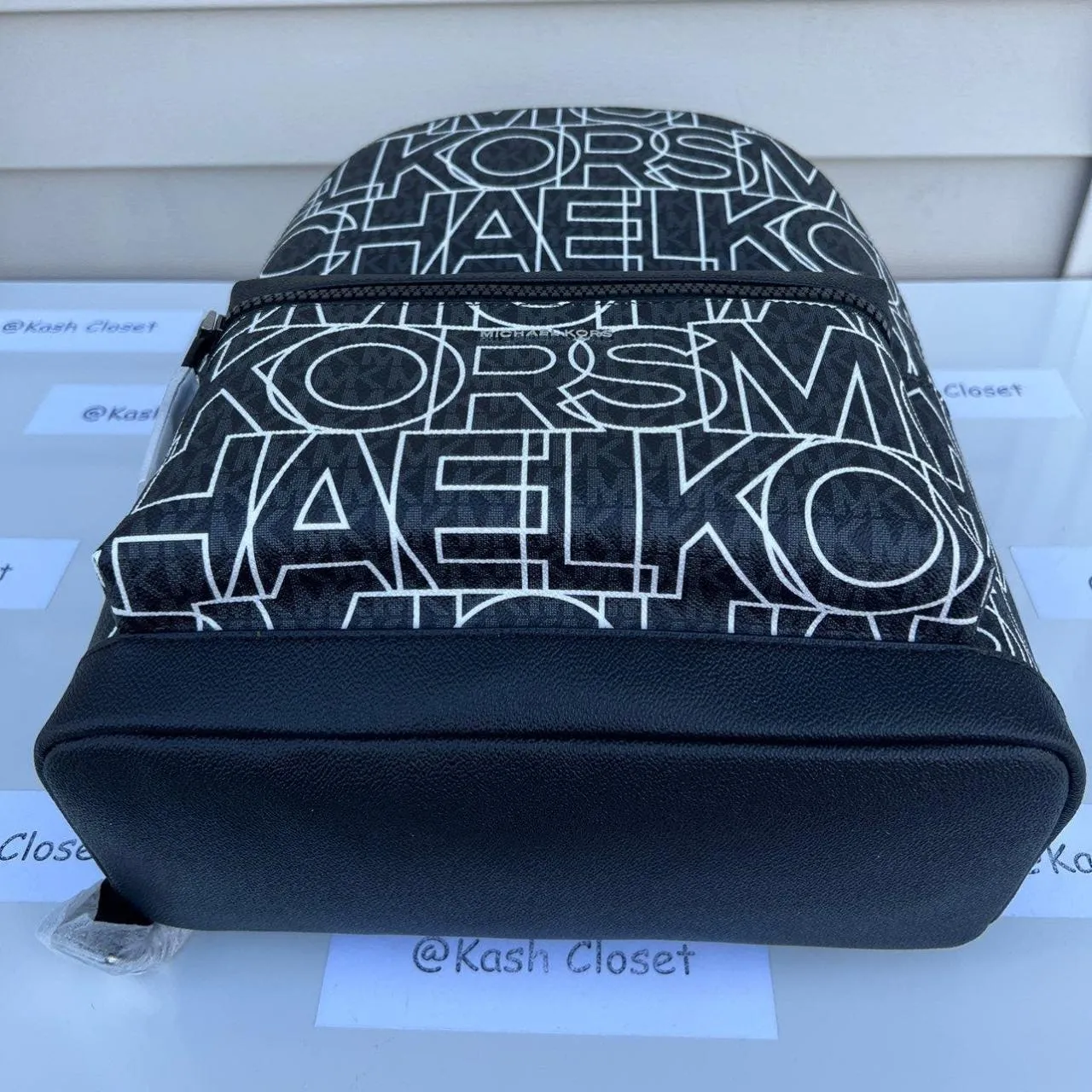 Black Cooper Large Graphic MK Signature Backpack - Image 8