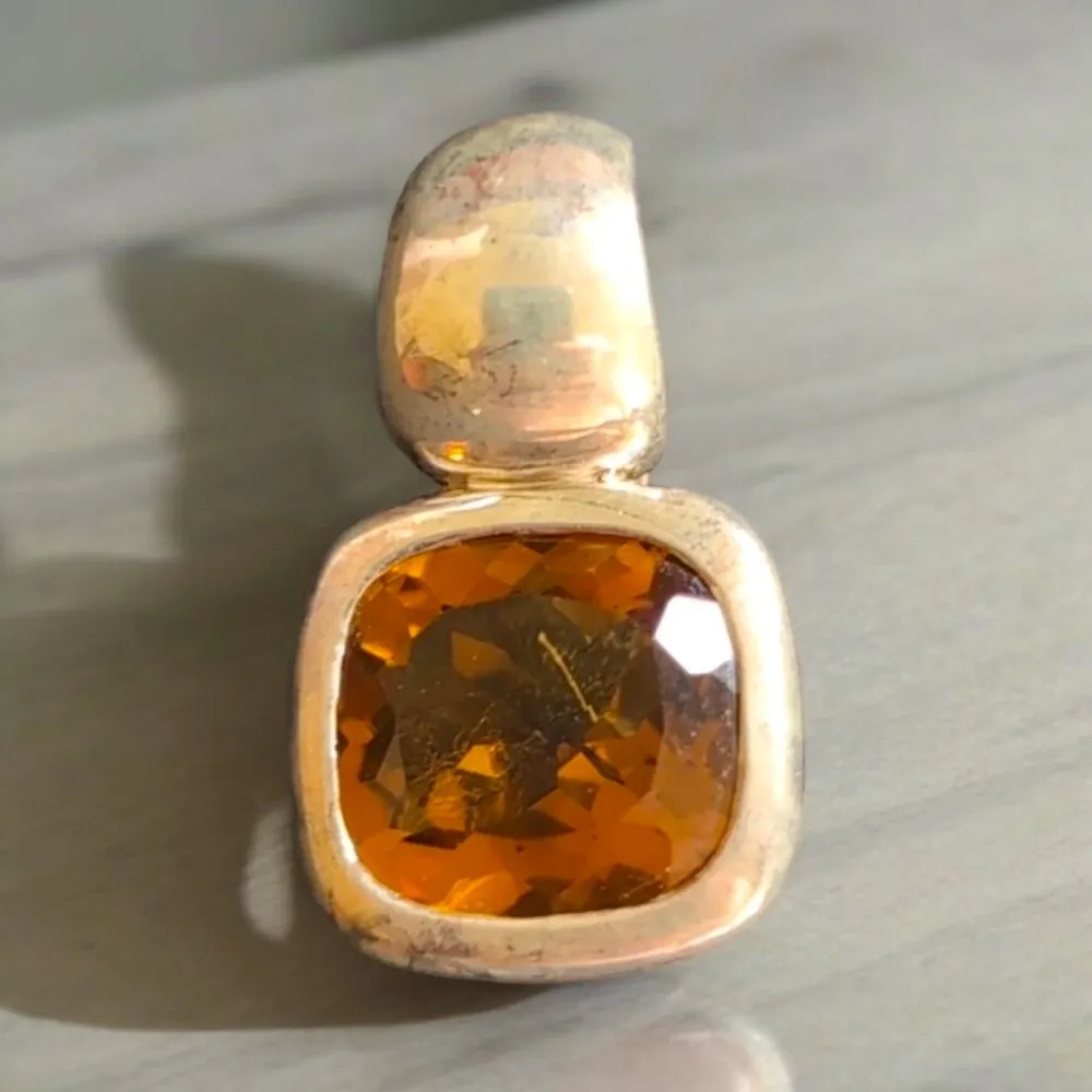 Sterling Silver with Citrine Gem Pendant Orange - Image 4