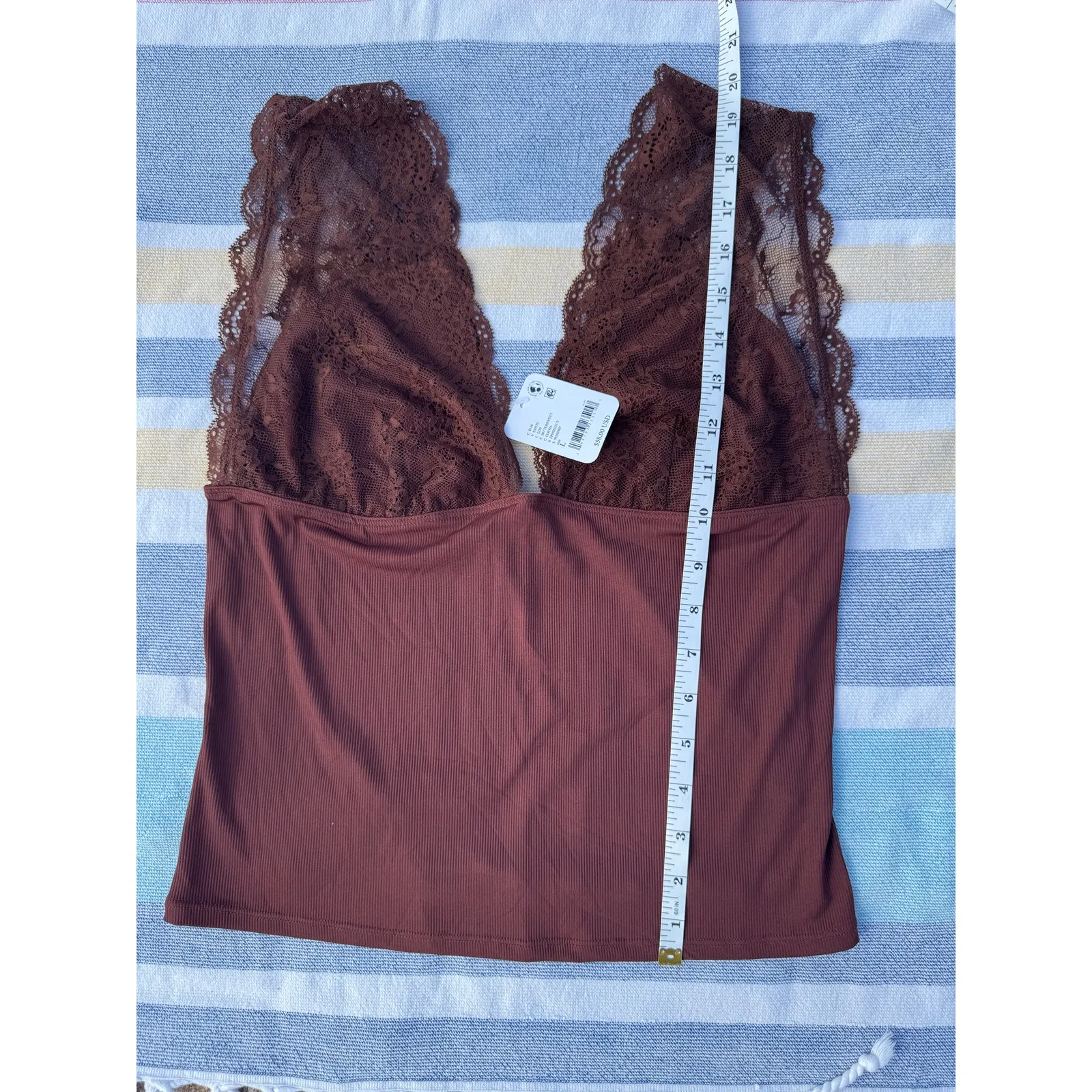Free People NWT, , Power Play Cami, Color Bittersweet Brown - Size Large - Image 4