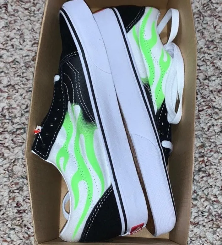 Vans FLAME OLD SKOOL BLACK/GREEN - Image 4